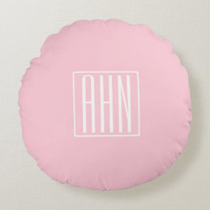 Beginletter Monogram Wit Op Lichtroze Rond Kussen