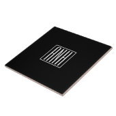 Beginletter Monogram | Wit Op Zwart Tegeltje (Zijkant)