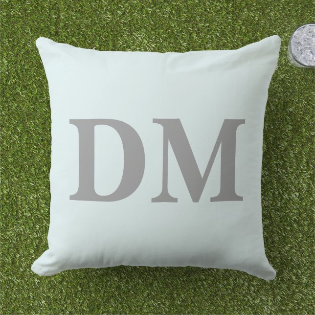 Beginletters moderne letters blauw en grijs Minima Buitenkussen (Gras)