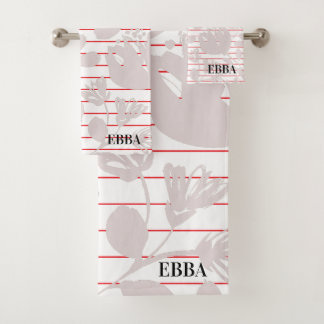 Beginletters mooie rode strepen roze bloemen meisj bad handdoek