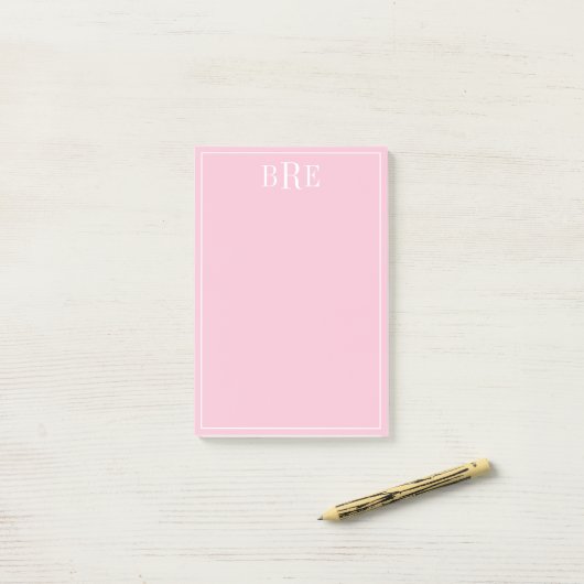 Beginletters Roze Post-it® Notes (Op bureau)