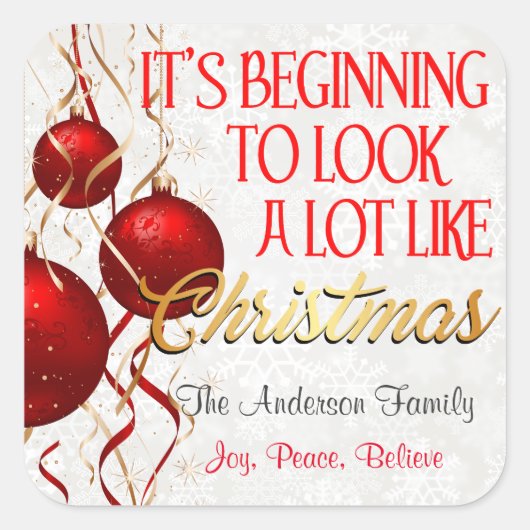 Beginnen te lijken op Kerstmis Custom Vierkante Sticker (Voorkant)