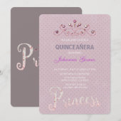 BEGINSEL VAN QUINCEAÑERA-INVITATIE KAART (Voorkant / Achterkant)