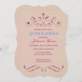 BEGINSEL VAN QUINCEAÑERA-INVITATIE KAART (Voorkant / Achterkant)