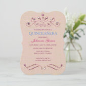 BEGINSEL VAN QUINCEAÑERA-INVITATIE KAART (Staand voorkant)