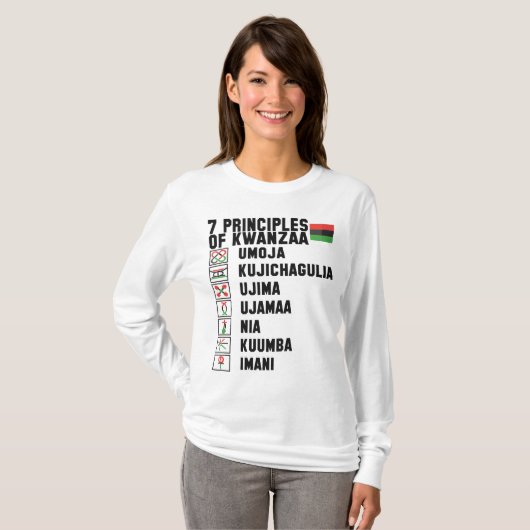 Beginselen van de zwarte tekst van Kwanzaa T-shirt (Voorkant volledig)