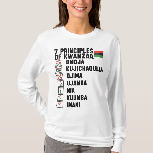 Beginselen van de zwarte tekst van Kwanzaa T-shirt (Voorkant)