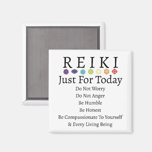 Beginselen van Reiki op wit Magneet (Voorkant / Achterkant)