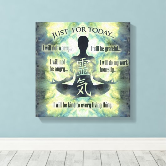 Beginselen van Reiki - Reiki Preepts Canvas Afdruk (Insitu (Houten vloer))