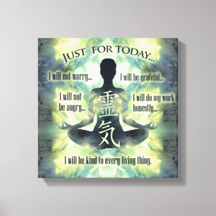 Beginselen van Reiki - Reiki Preepts Canvas Afdruk
