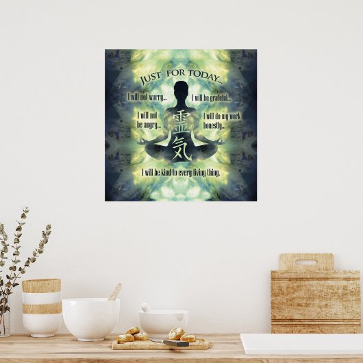 Beginselen van Reiki - Reiki Preepts Poster (Keuken)