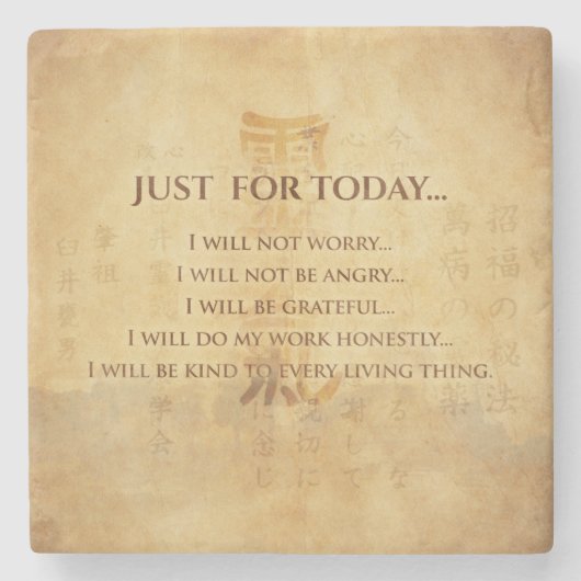 Beginselen van Reiki - Reiki Preepts Stenen Onderzetter (Voorkant)