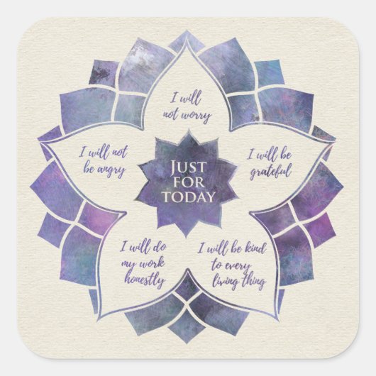 Beginselen van Reiki - Reiki Preepts Vierkante Sticker (Voorkant)