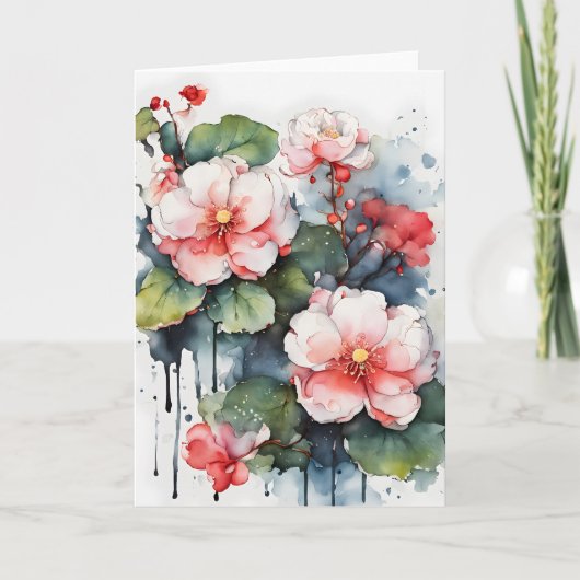 Begonia - Aquarel bloemen Kaart (Voorkant)