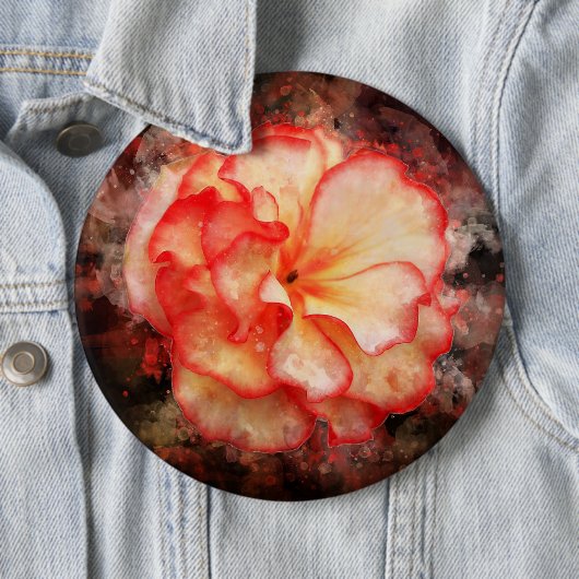 Begonia bloem aquarel - bb3 ronde button 6,0 cm (In situ)