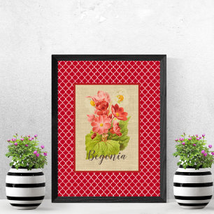 Begonia Botanical en Quatrefoil Poster