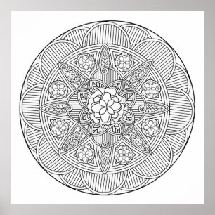 Begonia Flowers Flower Art Mandala Colour Page Poster