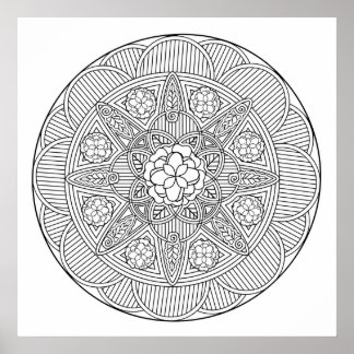 Begonia Flowers Flower Art Mandala Colour Page Poster