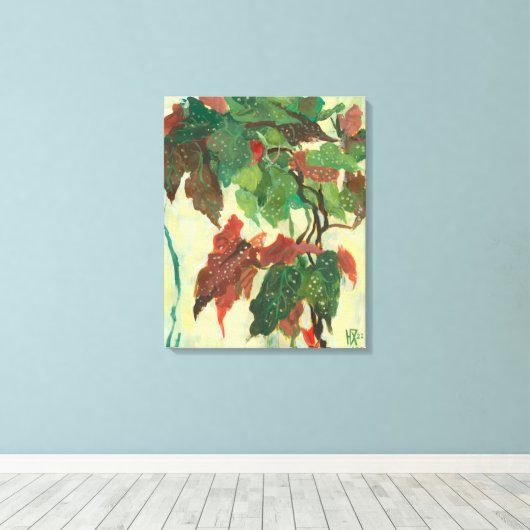Begonia Maculata Home Garden Plant Floral Painting Canvas Afdruk (Insitu (Houten vloer))
