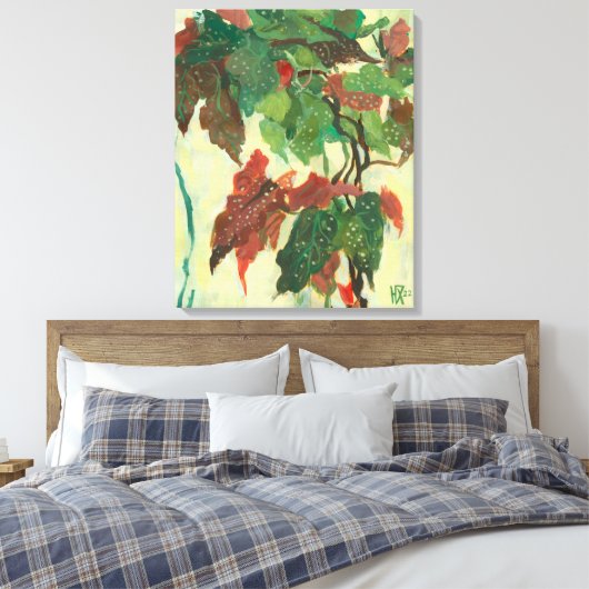 Begonia Maculata Home Garden Plant Floral Painting Canvas Afdruk (Insitu (Slaapkamer))