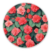 Begonia roze bloemen keramische knop (Voorkant)