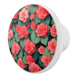 Begonia roze bloemen keramische knop