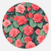 Begonia roze bloemen ronde sticker (Voorkant)