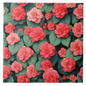 Begonia roze bloemen tegeltje (Voorkant)