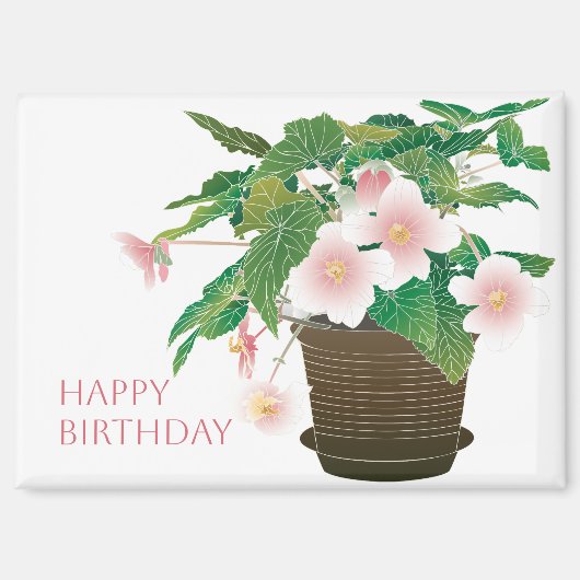 Begonia Verjaardagsmagneet Magneet (Voorkant)