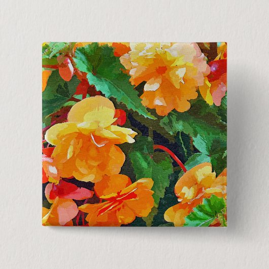 BEGONIAS VIERKANTE BUTTON 5,1 CM (Voorkant)