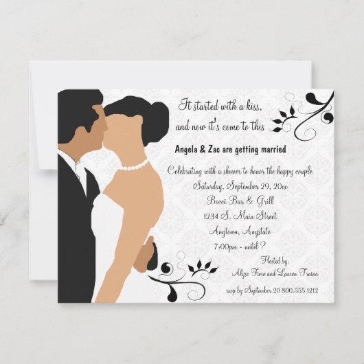 Begonnen met een Kiss Etnische Vrijgezellenfeest U Kaart (Voorkant)