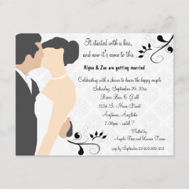 Begonnen met een Kiss White Bridal Shower-uitnodig Kaart