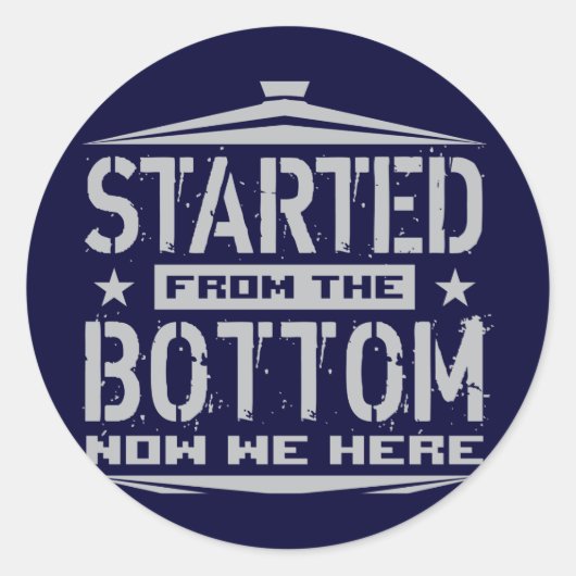 BEGONNEN VAN DE BOTTOM RONDE STICKER (Voorkant)