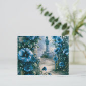 Begraafplaats Begraafplaats Blauw Bloemen Mooi Hal Feestdagenkaart (Staand voorkant)