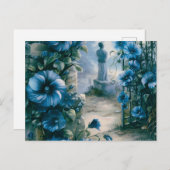 Begraafplaats Begraafplaats Blauw Bloemen Mooi Hal Feestdagenkaart (Voorkant / Achterkant)