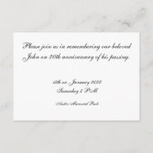 Begraafplaats decoratie Dood Jubileum Uitnodiging Informatiekaartje (Achterkant)