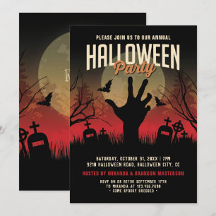  begraafplaats en Moon Halloween Party Kaart