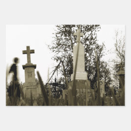 begraafplaats Gothic Tombstone Sepia  Angel Inpakpapier Vel