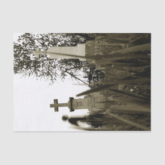 begraafplaats Gothic Tombstone Sepia  Angel Tissuepapier (Voorkant)