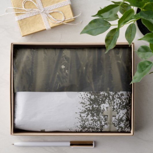 begraafplaats Gothic Tombstone Sepia  Angel Tissuepapier (Geschenk)