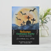 Begraafplaats Graven Vleermuizen Volle Maan Zwart Kaart (Staand voorkant)