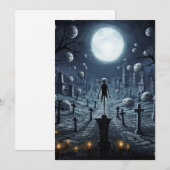 Begraafplaats Halloweenkaart Feestdagenkaart (Voorkant / Achterkant)