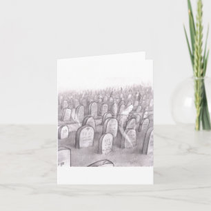 Begraafplaats illustratie met vele grafstenen, gee kaart
