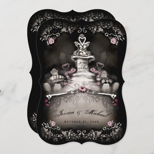 Begraafplaats liefde "Samen met" bruiloft uitnodig Kaart (Voorkant / Achterkant)