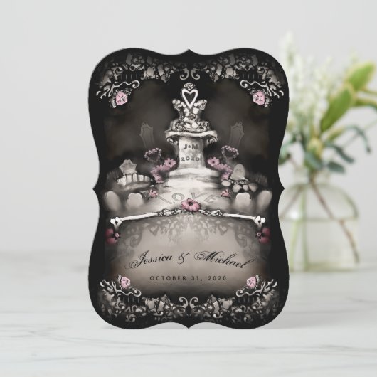 Begraafplaats liefde "Samen met" bruiloft uitnodig Kaart (Staand voorkant)