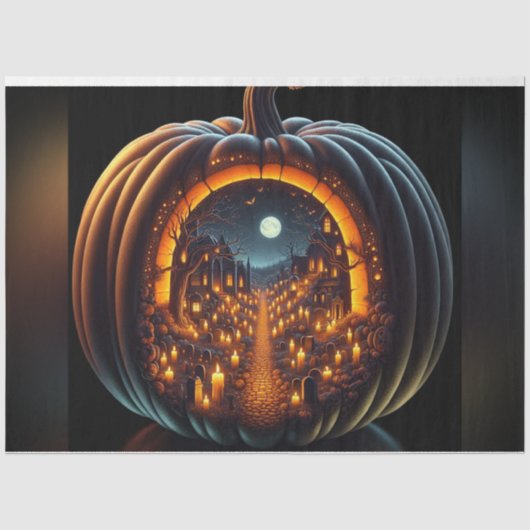 Begraafplaats Pompoen Halloween Decoupage Papier (Voorkant)