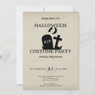 Begraafplaats RIP Bat Crescent Moon  Halloween Kaart