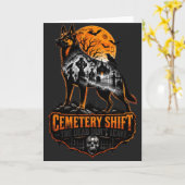 Begraafplaats Shift Duitse Herders Halloween Gotis Kaart (Gele Bloem)
