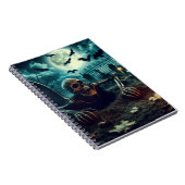 Begraafplaats, skelet kruipen uit graf. notitieboek (Rechterzijde)