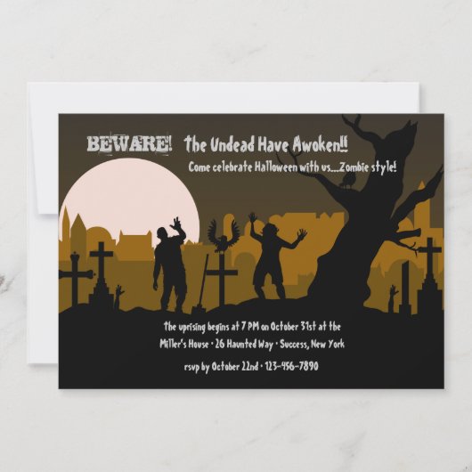 Begraafplaats Zombies Halloween Uitnodiging (Voorkant)